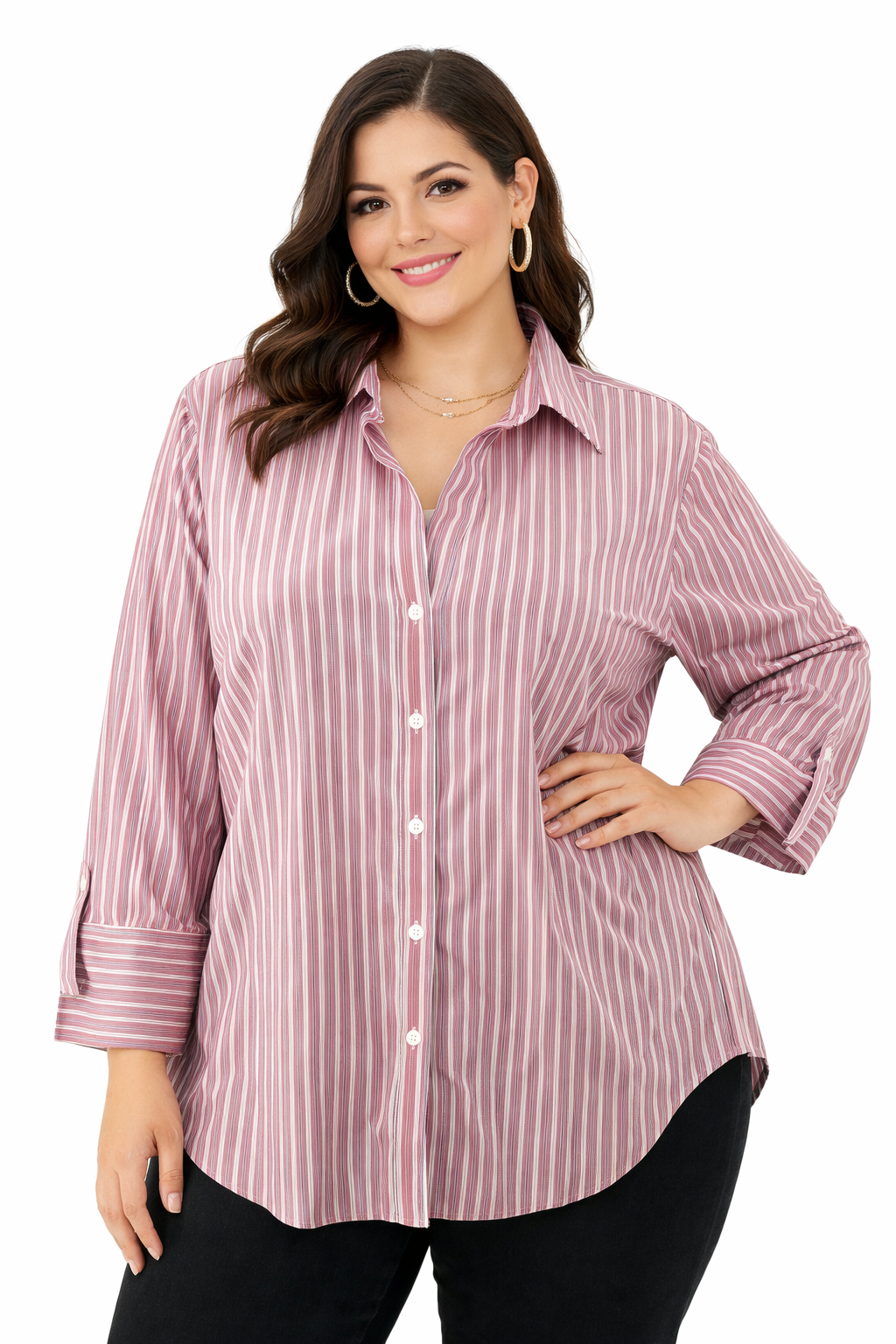 Brooks Bros pre-owned casual top featuring white, pink, and green stripes, size 16, displayed flat on a neutral background.