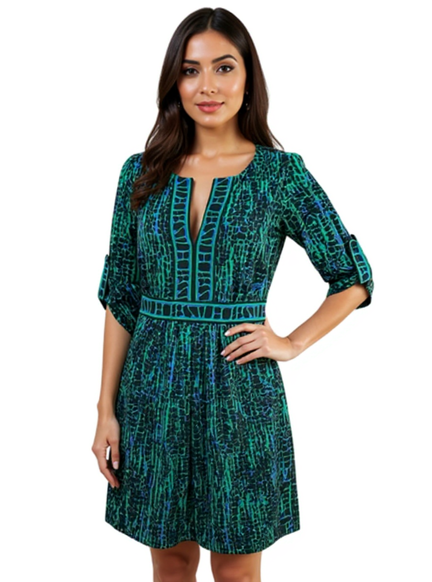 BCBG Black/Green Print Pre-Owned Ladies Dress - Size Small