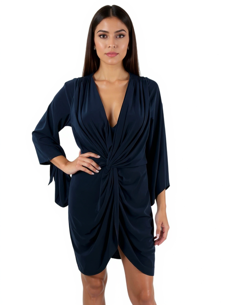 MISA Navy Solid Pre-Owned Ladies New With Tags Dress - Size Small