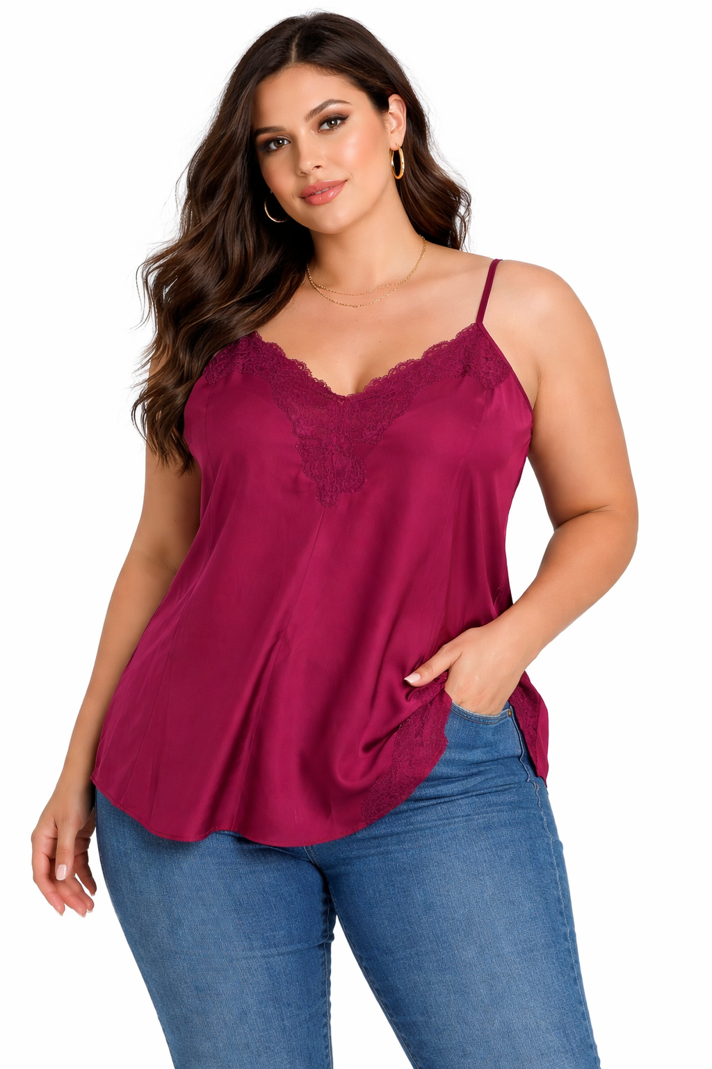 Cacique Burgundy Solid Pre-Owned Ladies Sleeveless Top - Size 26