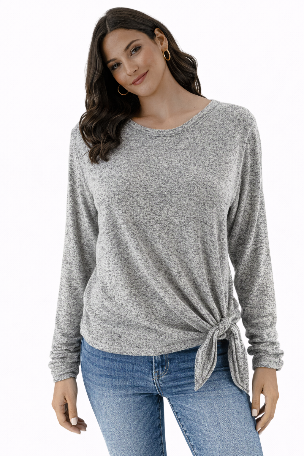 olivia rae - Gray Heathered Pre-Owned Ladies Casual Top - Size XL