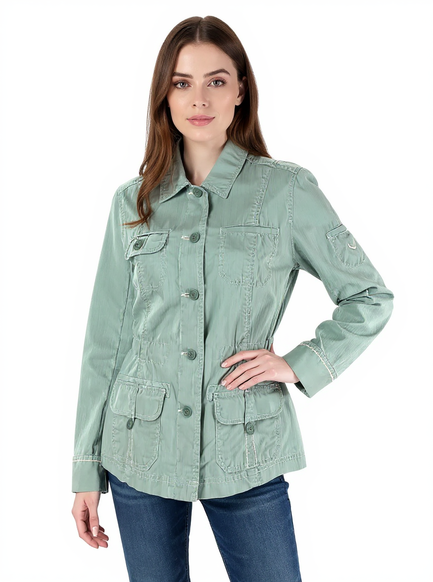 Eddie Bauer Aqua Solid Pre-Owned Ladies Jacket - Size Medium Petite