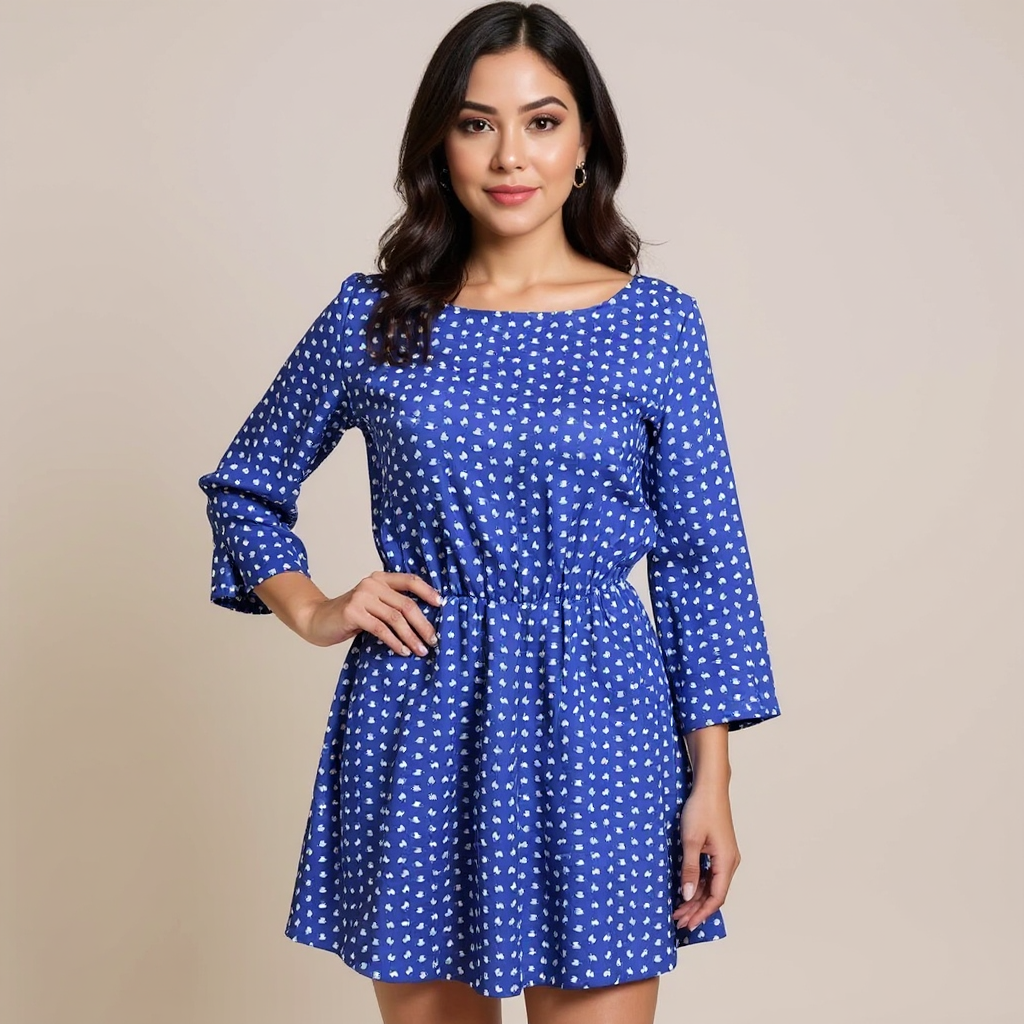 Maison Jules Blue/White Pre-Owned Ladies Dress - Size XS