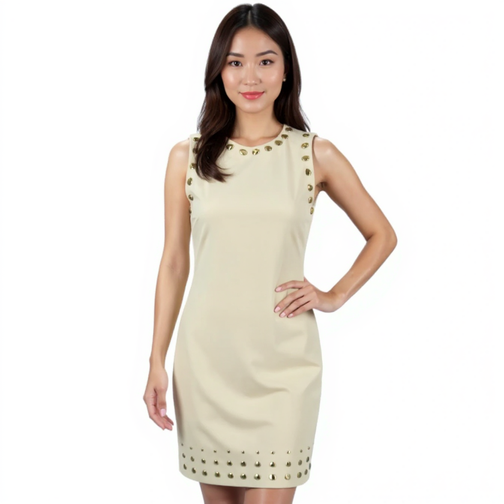 Michael Kors Cream Studded Ladies Pre-Owned Dress - Size XS