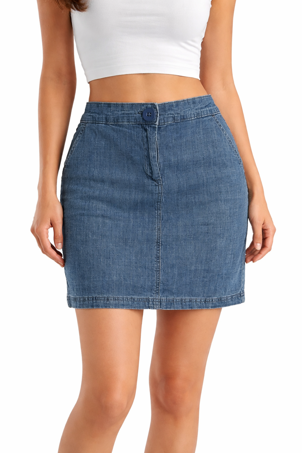 Karen Scott - Blue Solid Pre-Owned Ladies Skirt - Size 6