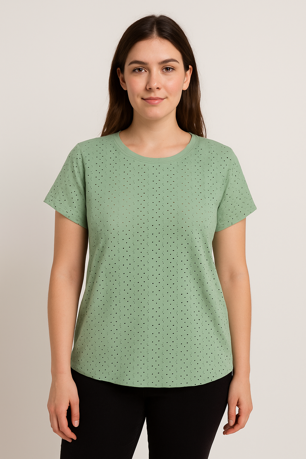 Coin 1804 Green Eyelet Top - Size Small - Margaret’s Fine Consignment