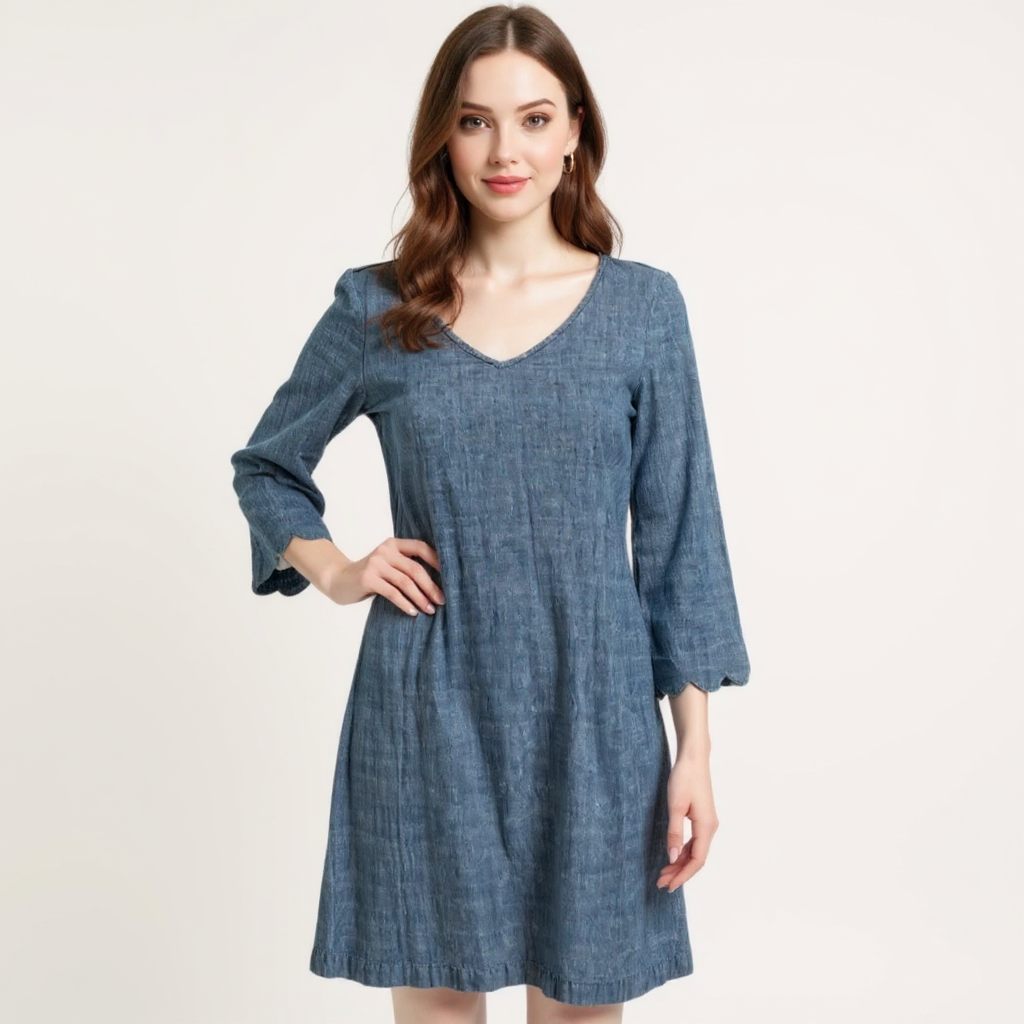 J Crew Chambray Pre-Owned Ladies Dress - Size 4