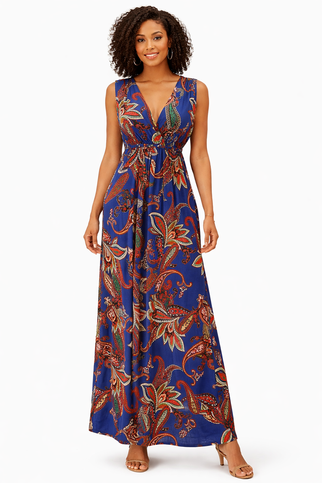 Philosophy Blue/Orange Floral Pre-Owned Ladies Dress - Size Large Petite