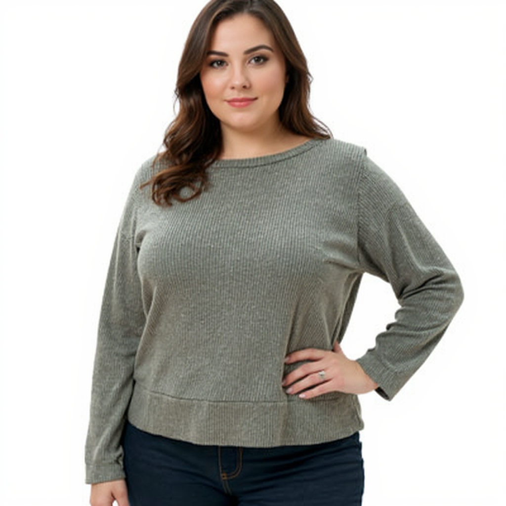 Ethereal Green Ribbed Pre-Owned Ladies Top - Size XL