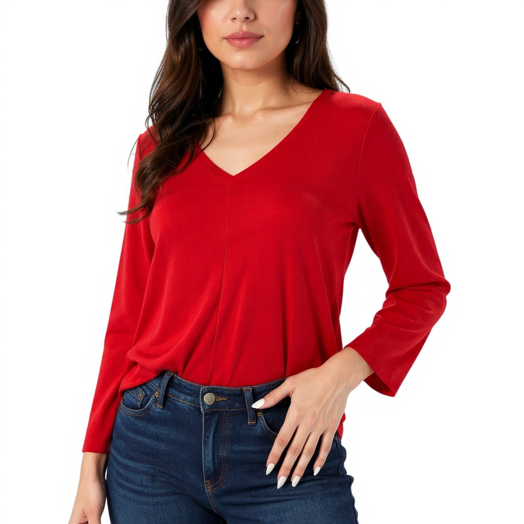 Chico Red Solid Pre-Owned Ladies New with Tags Top - Size Small