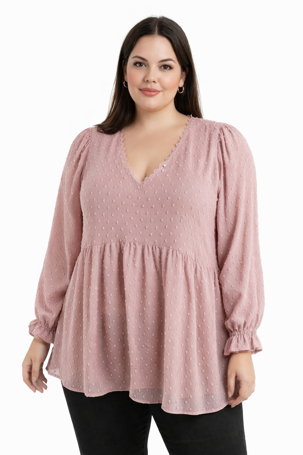 Andree Light Purple Textured Pre-Owned Ladies Casual Top -  Size 2X