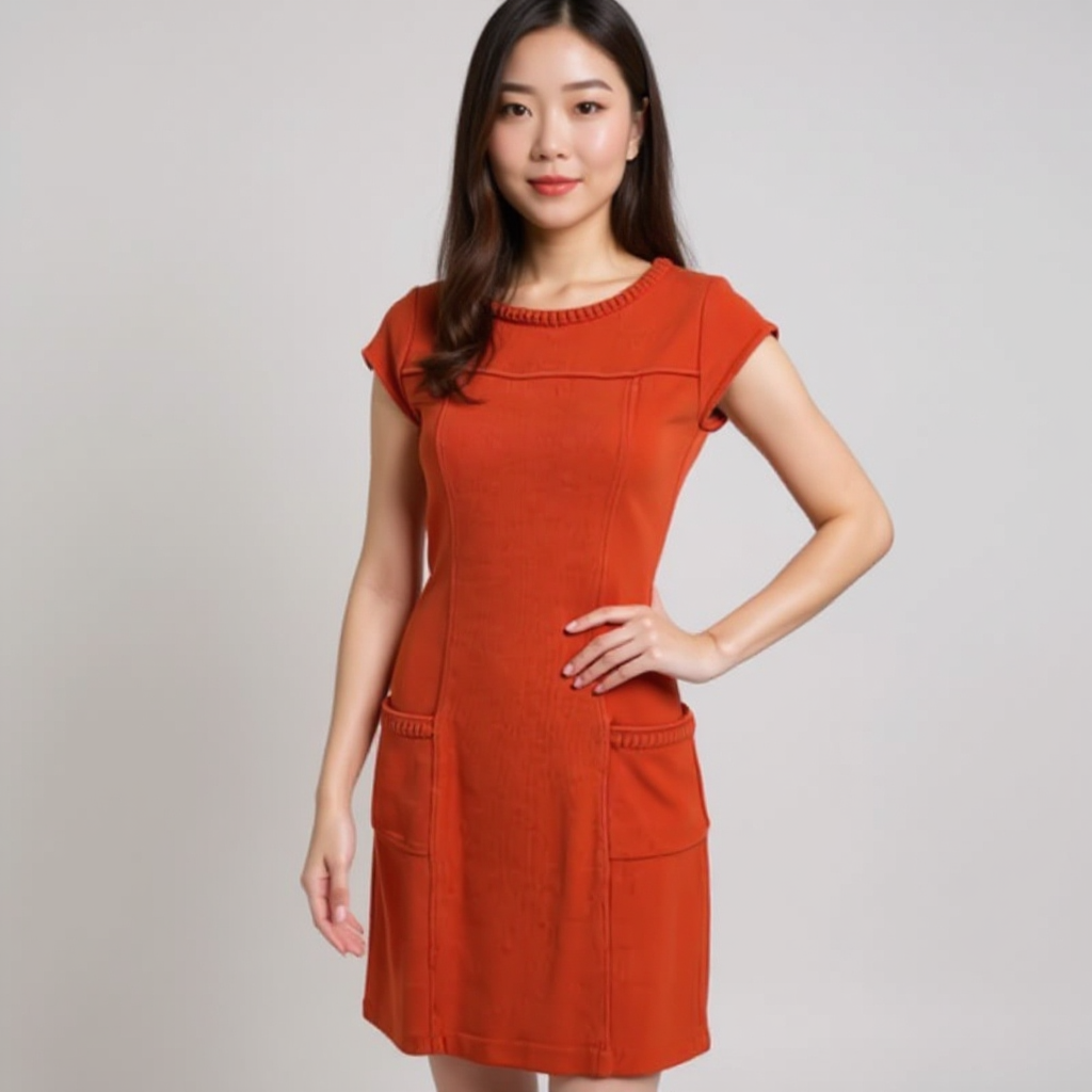 Boden Orange Textured Pre-Owned Ladies Dress - Size 8R