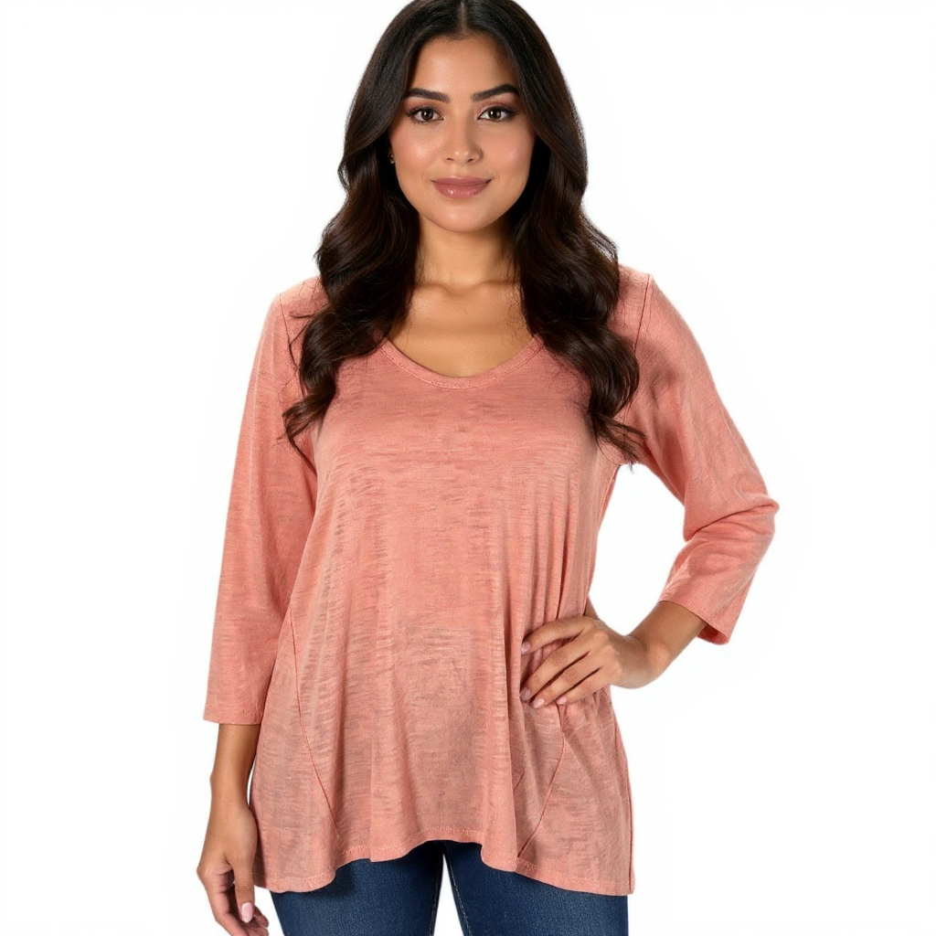 Chico Peach Solid Pre-Owned Ladies Top - Size Small