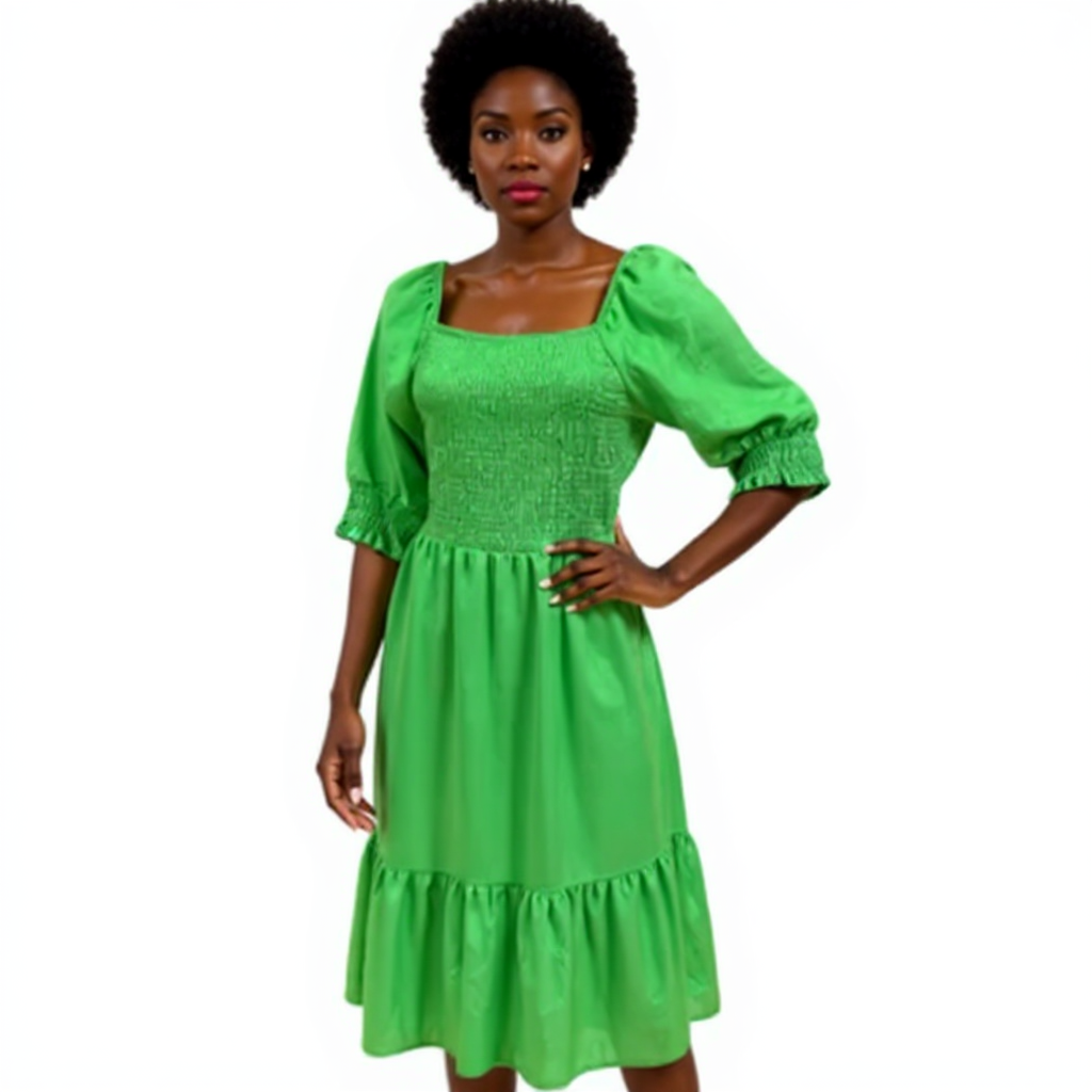 Michelle McDowell Green Solid Ladies Pre-Owned Dress - Size Large