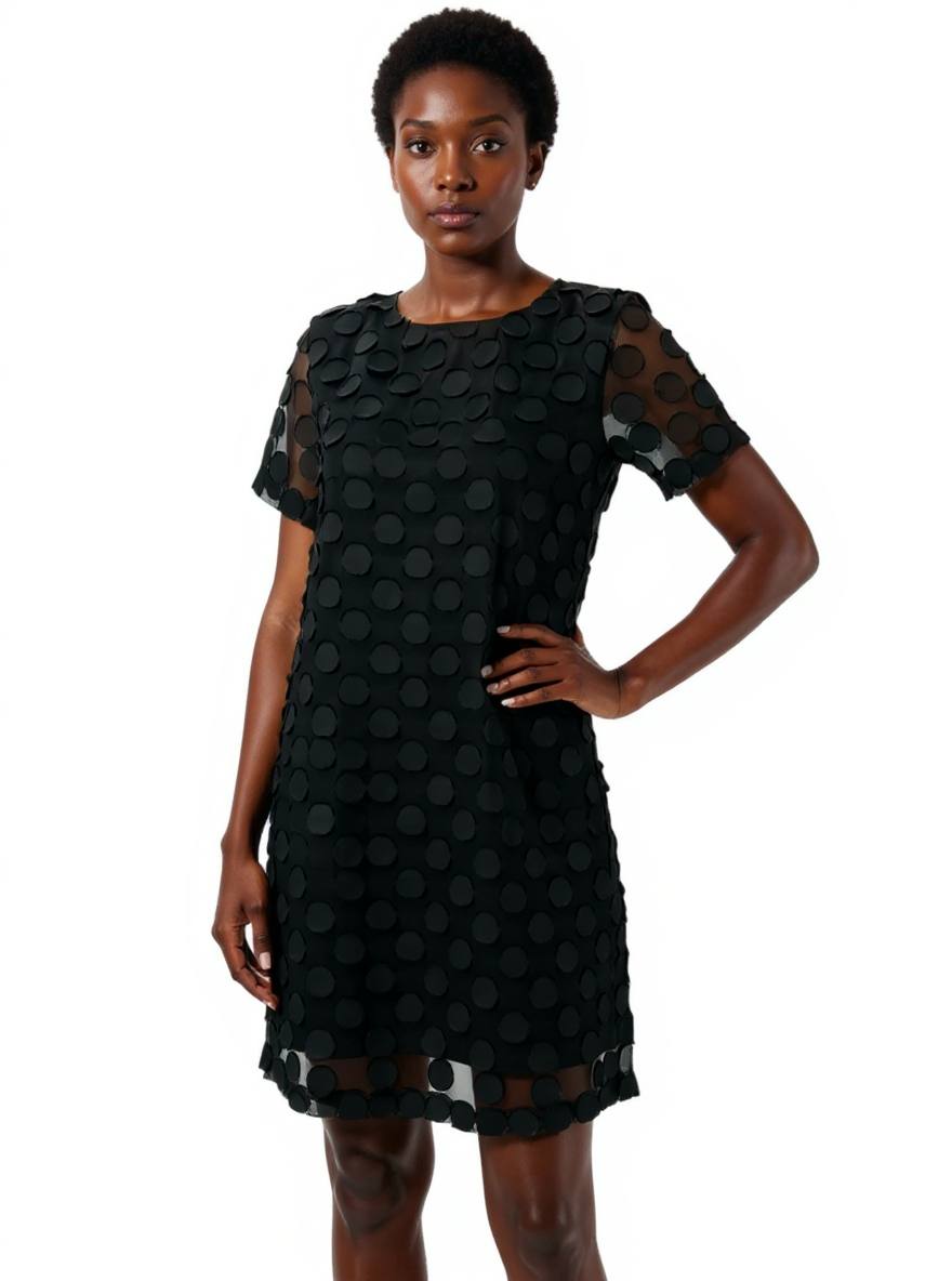 Entro Black Circles Pre-Owned Ladies Dress - Size Small