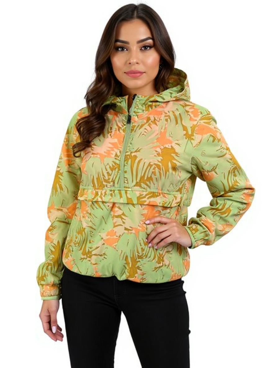 Prana green and peach pre-owned ladies pullover in size XS displayed on a neutral background.