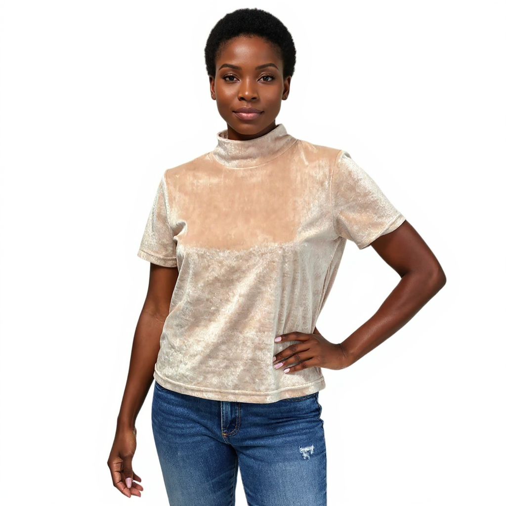 Madewell Tan Velvet Pre-Owned Ladies Top - Size Small