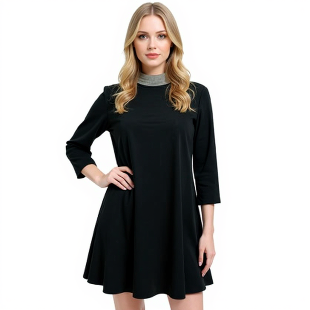 Gracia Black Solid Ladies Pre-Owned Dress - Size Small