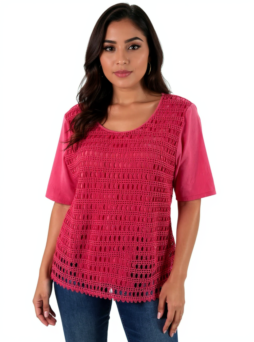 Ruby Rd Pink Pre-Owned Ladies Top - Size Large