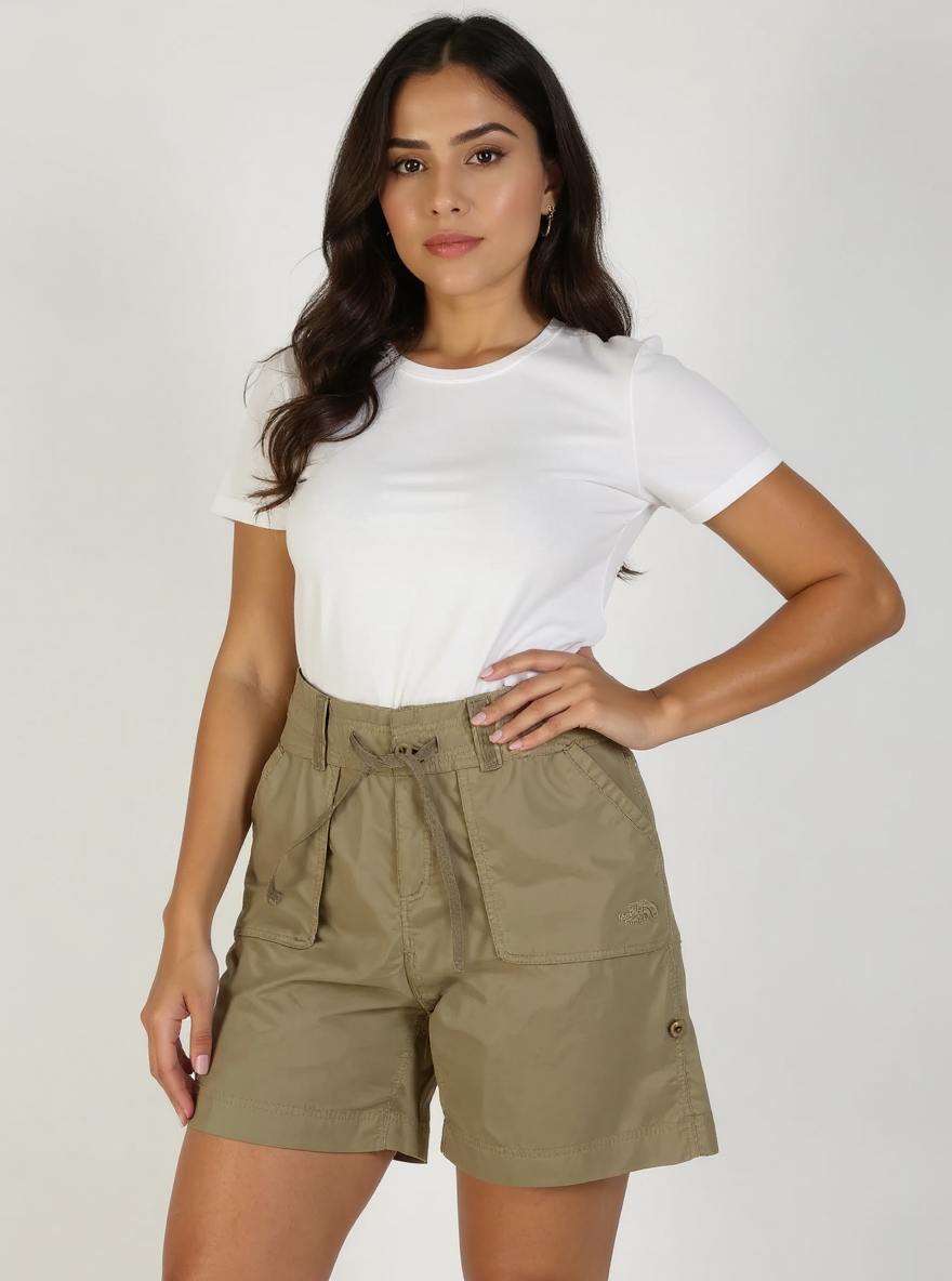 The North Face Khaki Solid Pre-Owned Ladies Shorts - Size 4