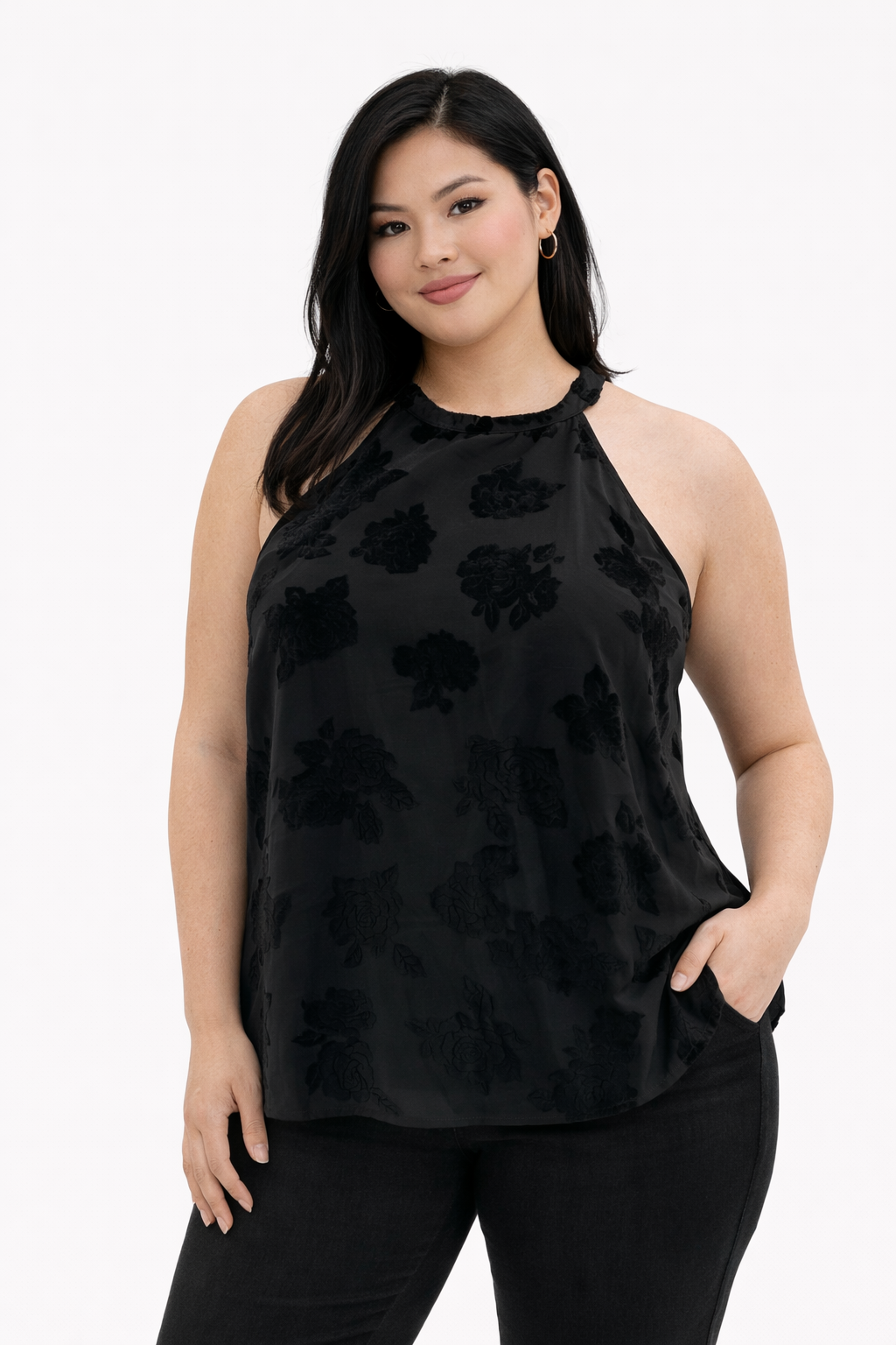 Torrid Black Floral Pre-Owned Ladies Sleeveless Top - Size 0X