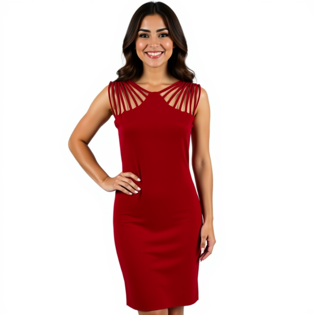 Dress the Population Red Textured Pre-Owned Ladies Dress – Size Medium