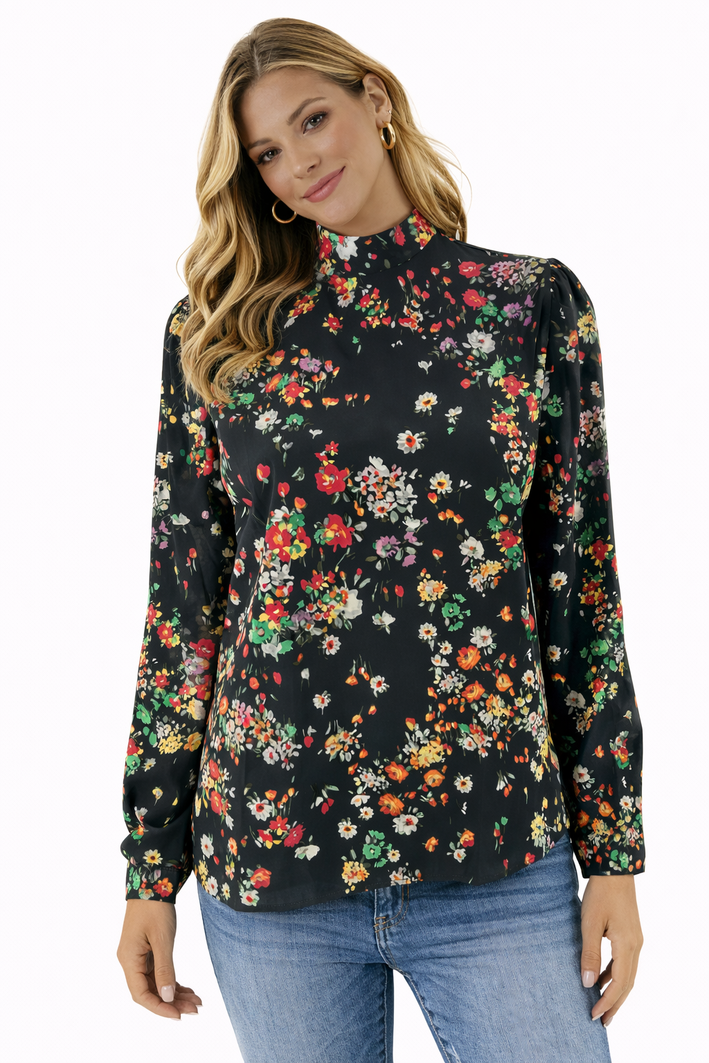H&M -  Black/multi Floral Pre-Owned Ladies Casual Top - Size XS