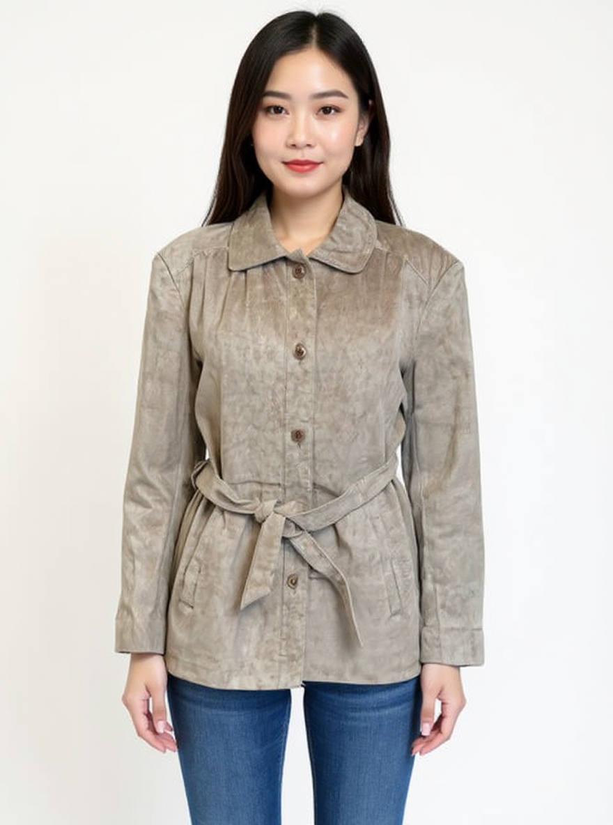 Orvis Taupe Leather Pre-Owned Ladies Jacket - Size Large