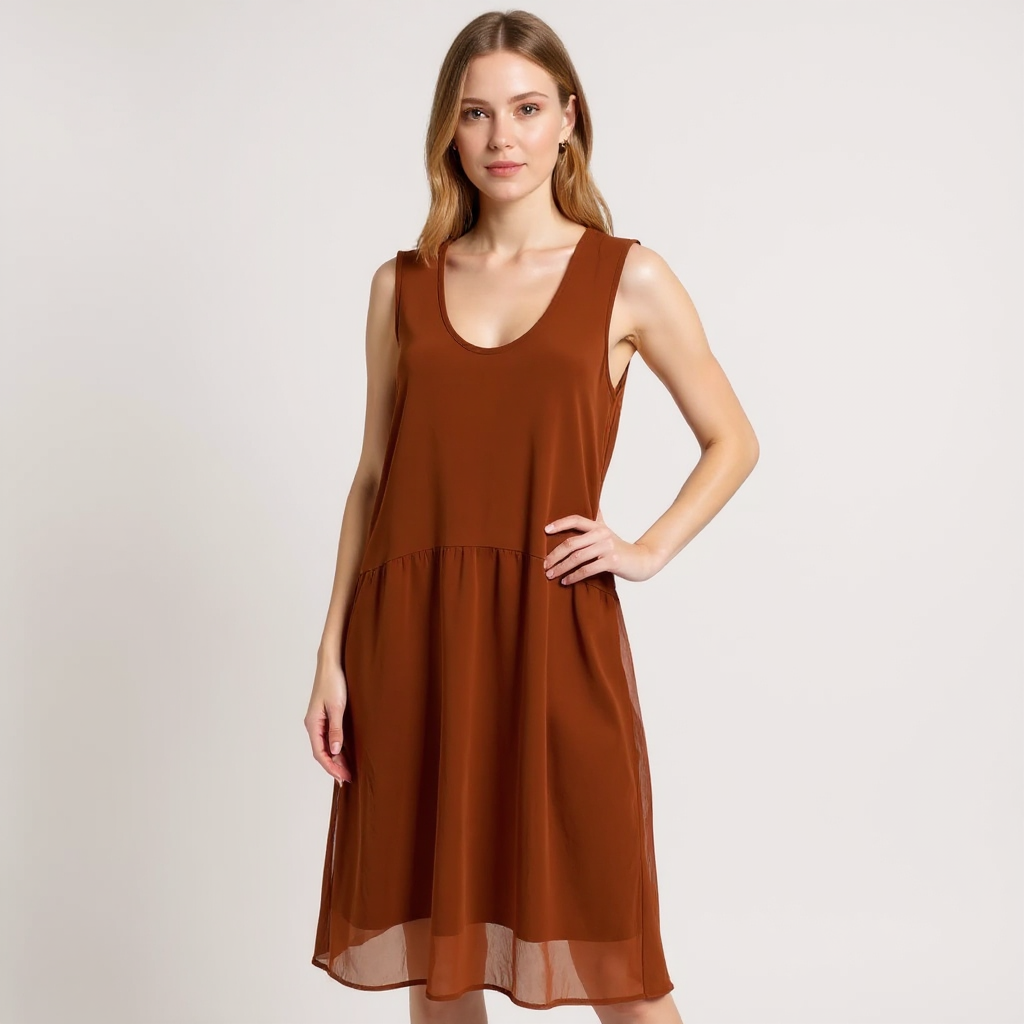DKNY Burnt Orange Ladies Pre-Owned Dress - Size XL