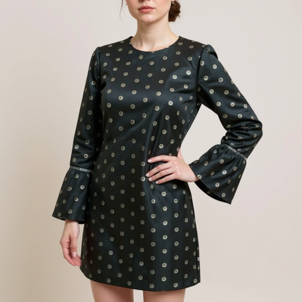Shoshanna Black/Gold Polka Dot Pre-Owned Ladies Dress - Size 4