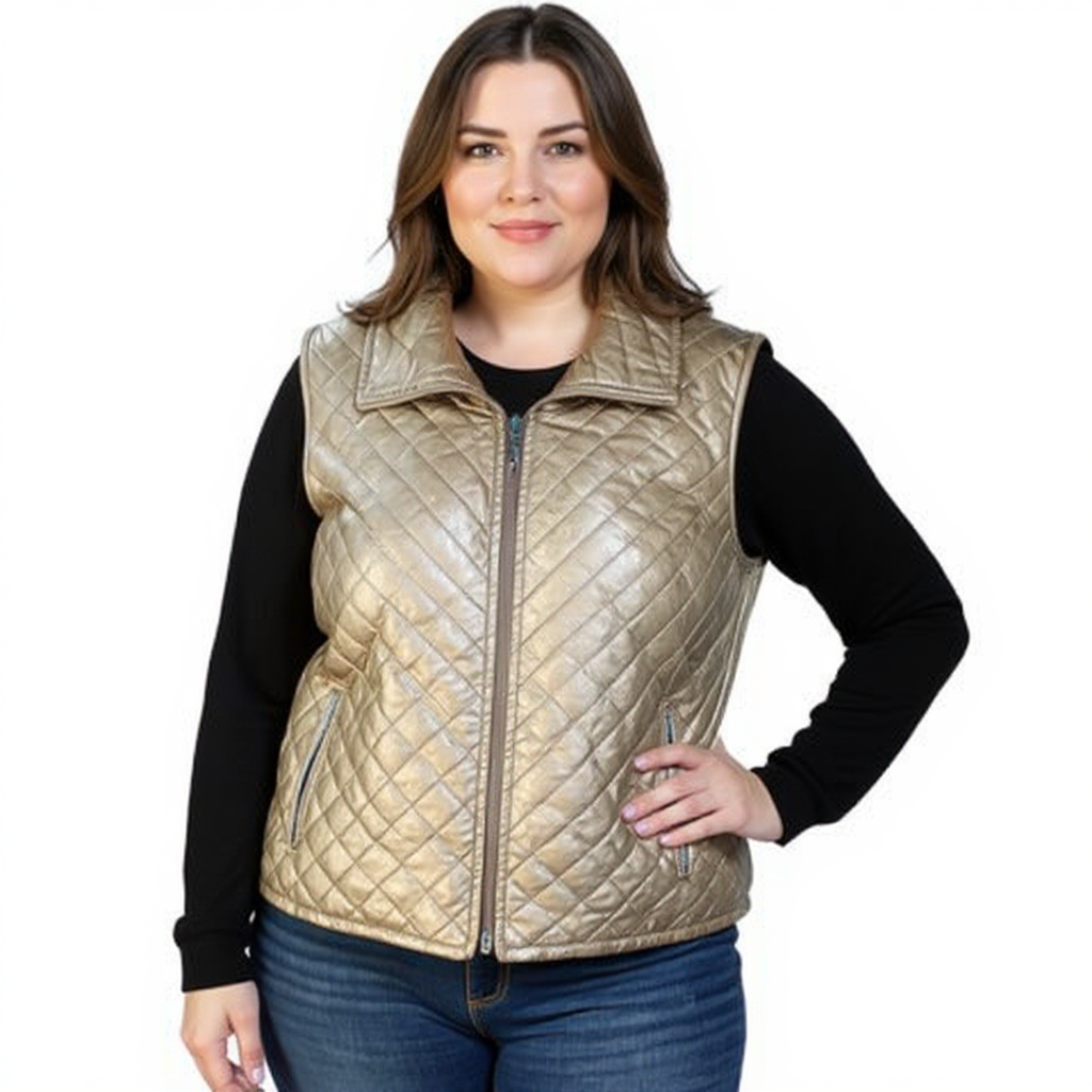 Chico's Gold Quilted Ladies Pre-Owned Vest - Size XL
