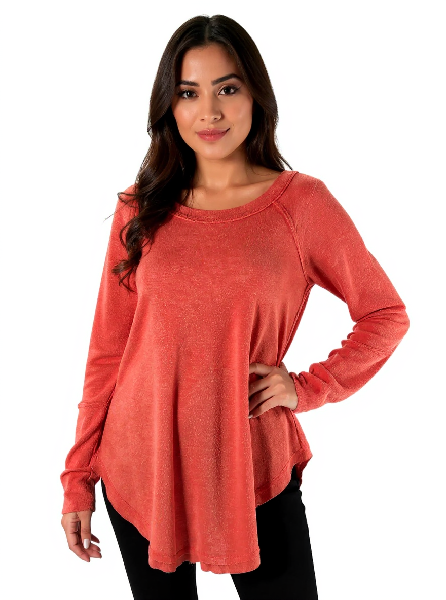 Orange solid pre-owned tunic top by Bucket List in size small, featuring a relaxed fit for casual loungewear.
