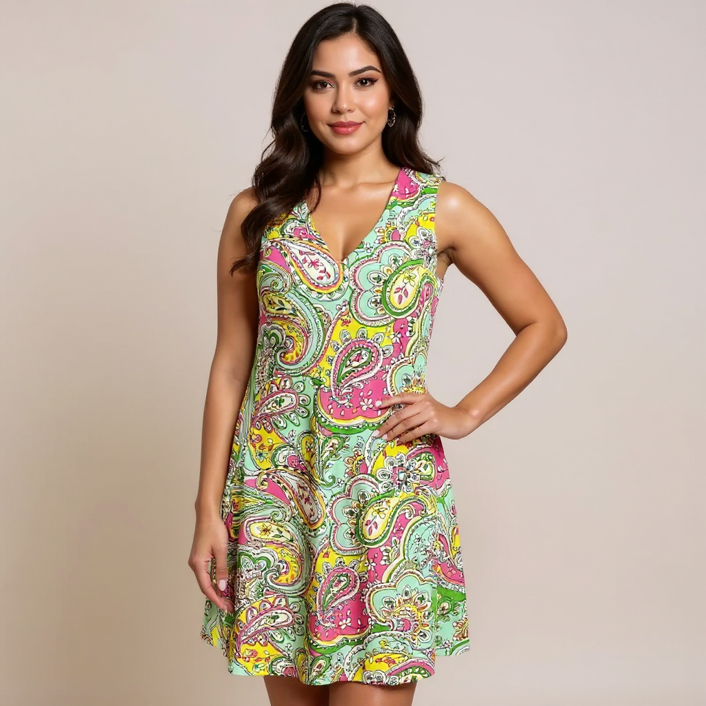 Julie Brown Yellow/Green Ladies Pre-Owned New with Tags Dress - Size Small