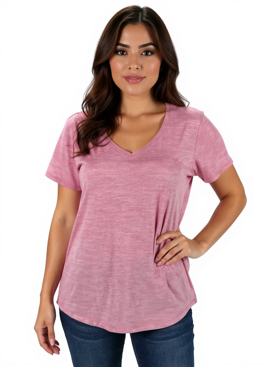 Yogalicious Pink Heathered Pre-Owned Ladies Top - Size Large