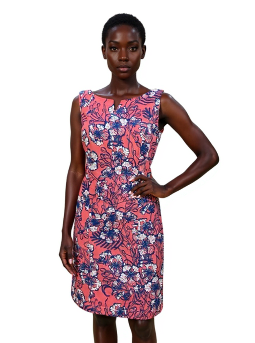 Talbots Coral/Blue Floral Pre-Owned Ladies Dress - Size 6