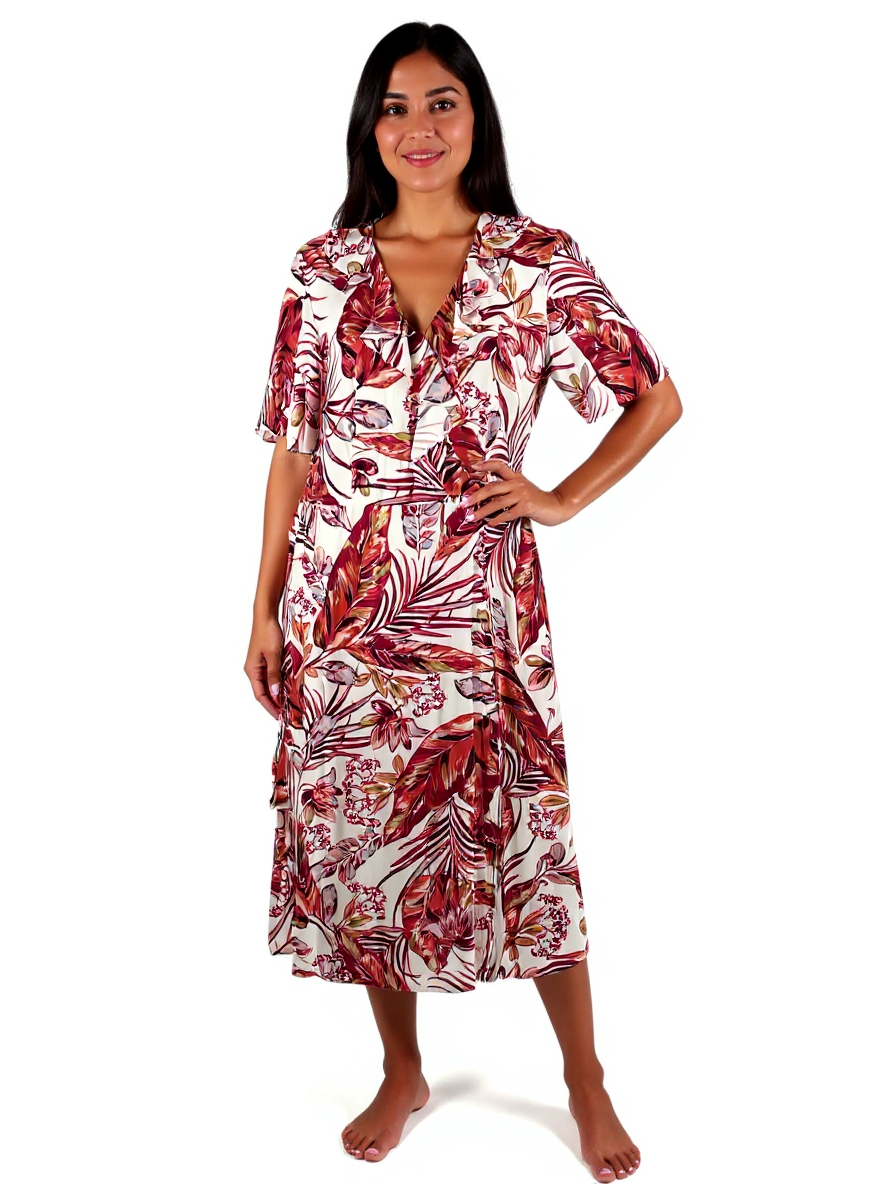 Wallis Burgandy/Multi Floral Pre-Owned Ladies New with Tags Dress - Size 8