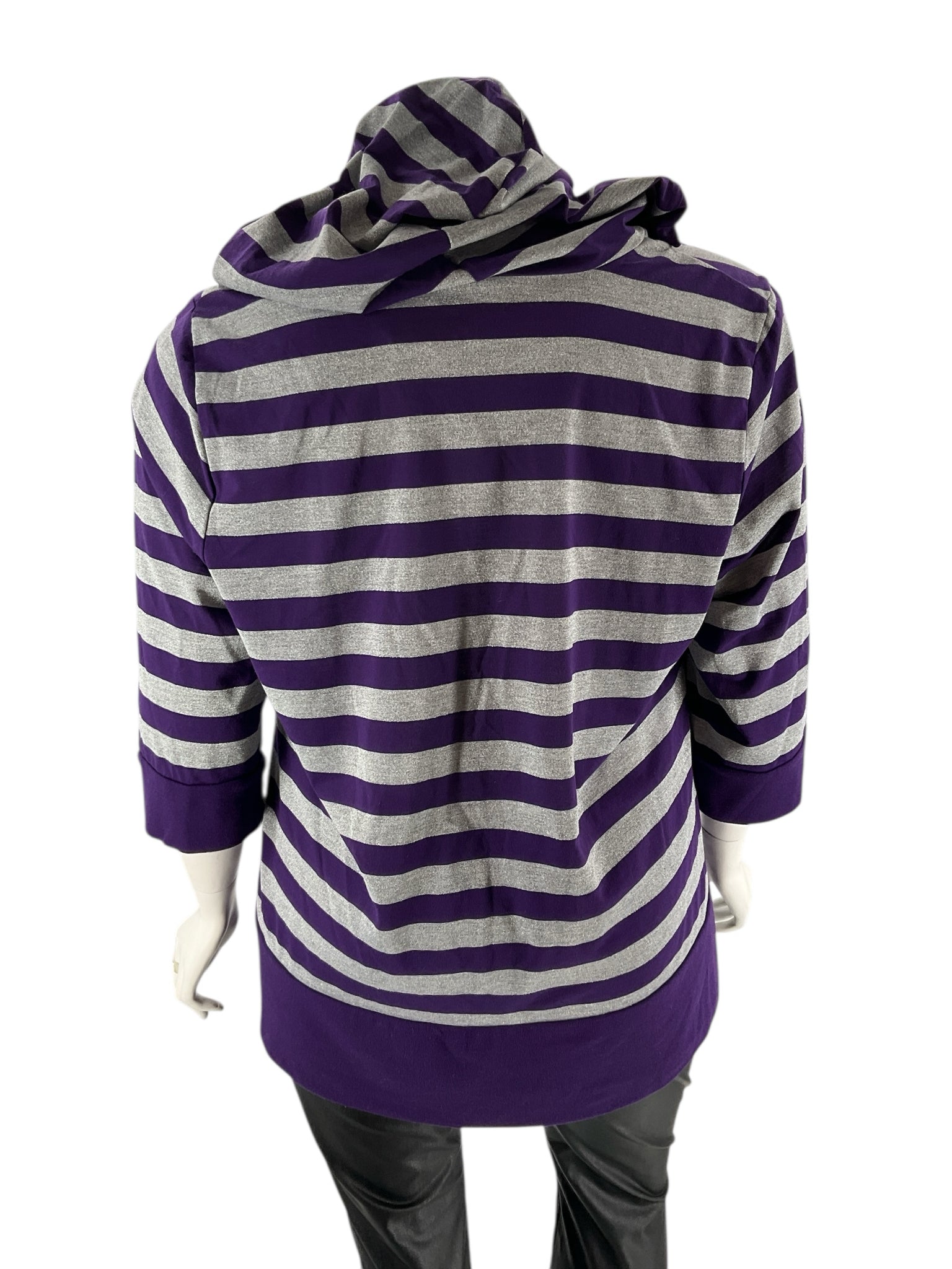 Venezia Purple/Silver Stripe Pre-Owned Ladies Casual Top -  Size 22/24