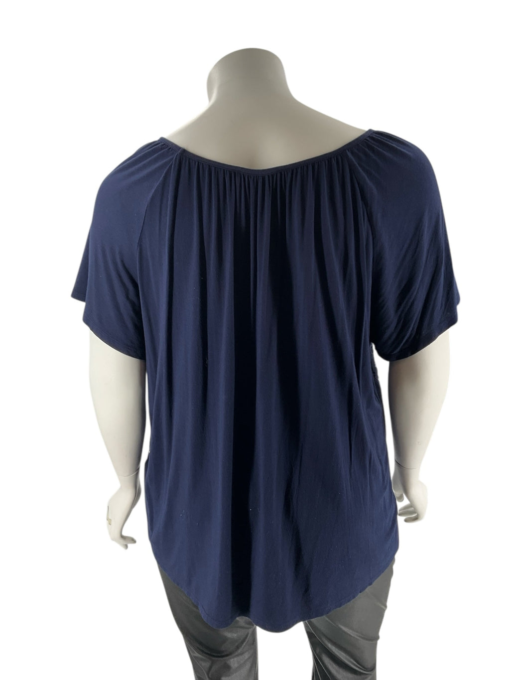 Cable & Gauge Navy Lace Pre-Owned Ladies Casual Top -  Size 3X