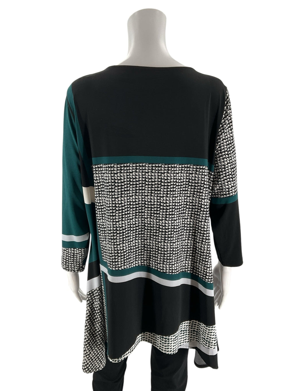 Alfani Green/White/Black Color Block Pre-Owned Ladies Top -  Size Large