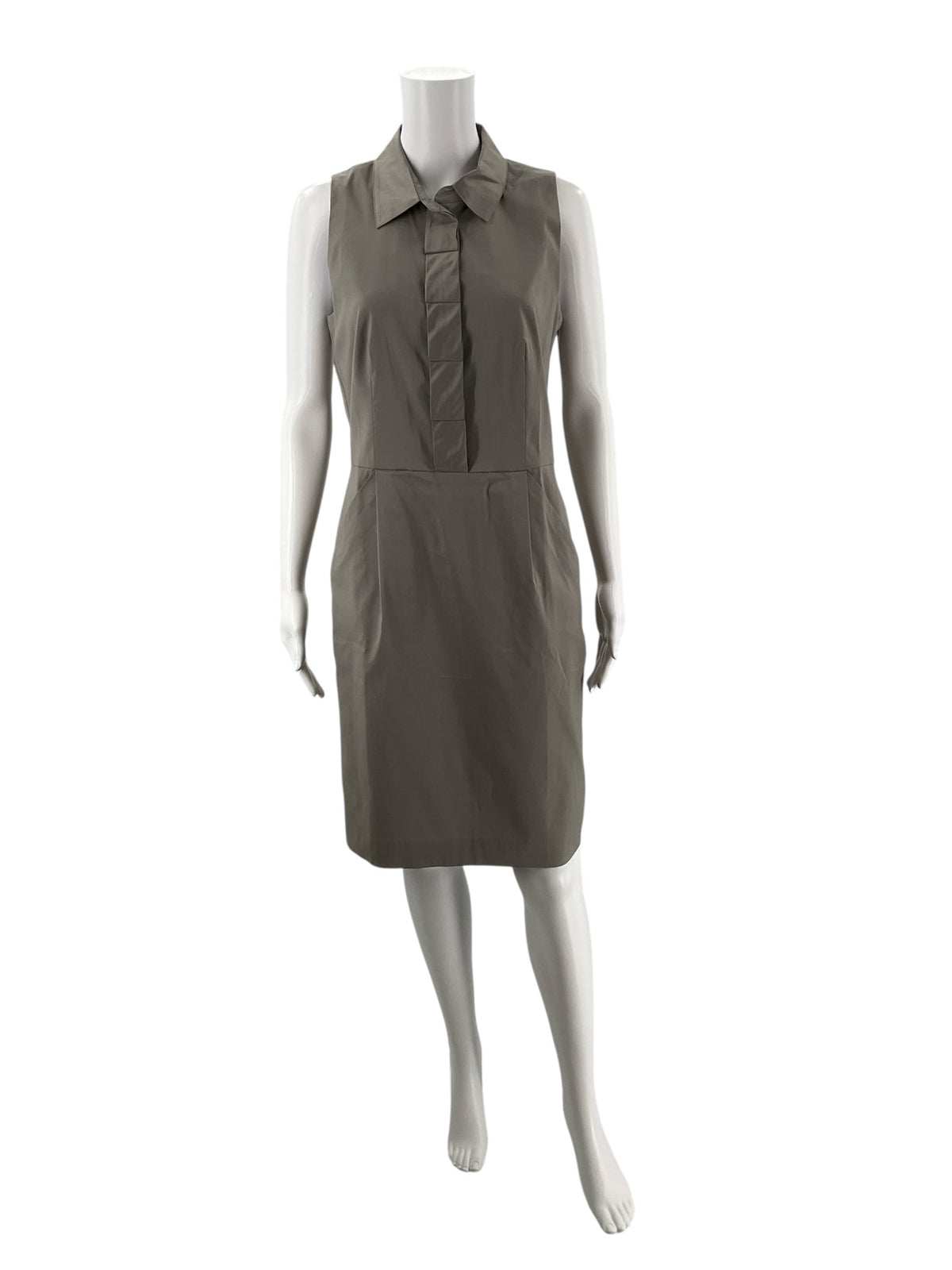Gray Ann Taylor A-Line shirtdress with ruffles, size 8, featuring a classic preppy workwear style, new with tags.