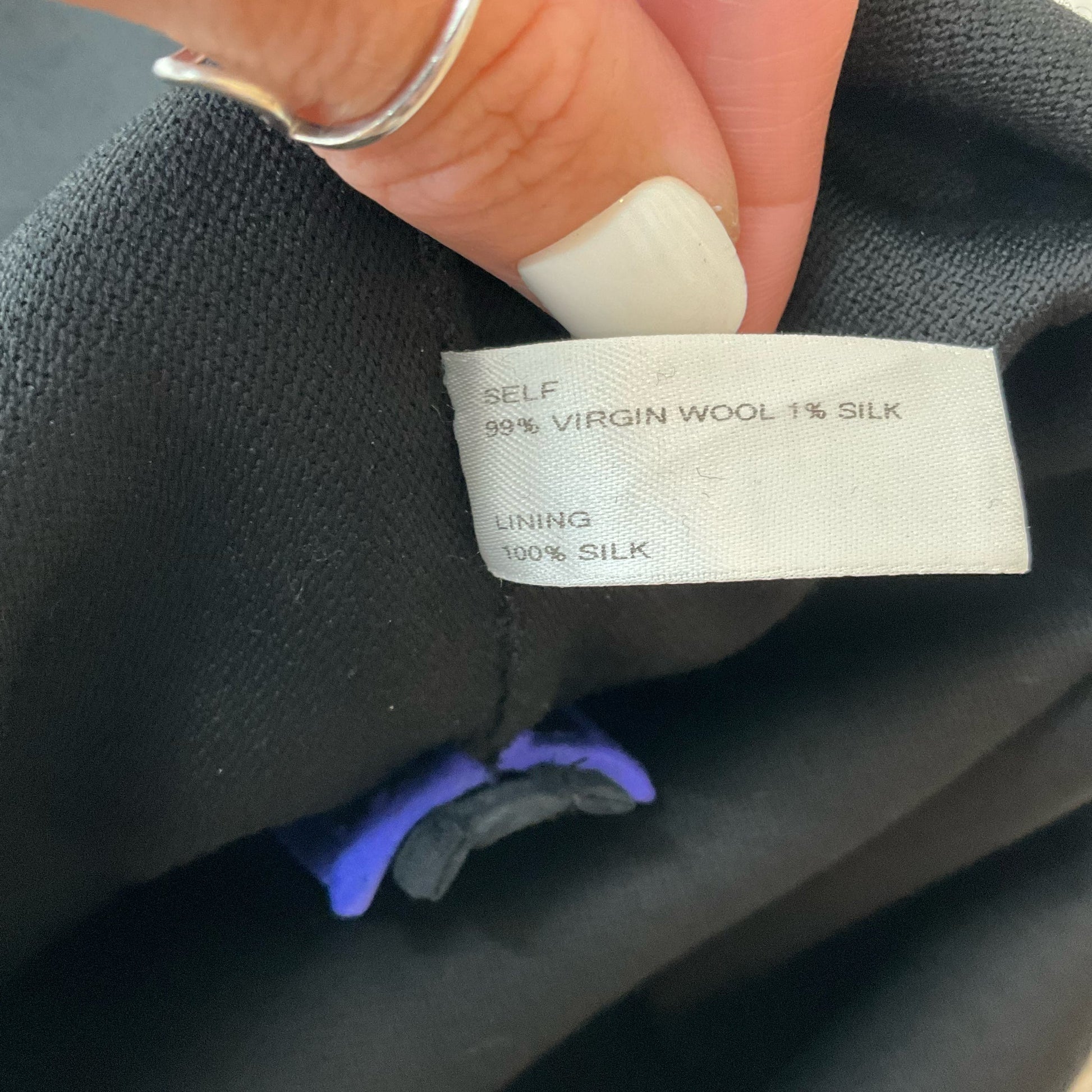 Carolina Herrera Blue/Black Color Block Pre-Owned Ladies Dress - Size 10