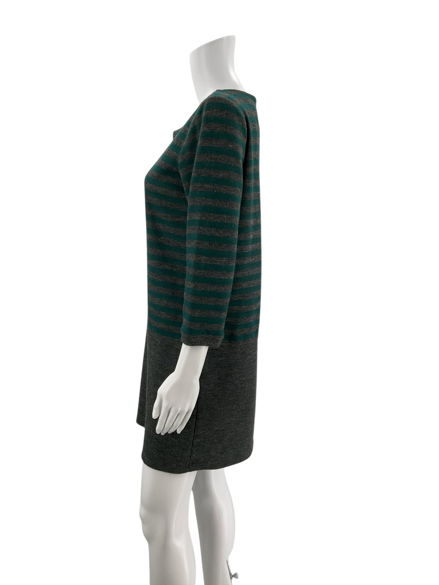 Loft Green/Gray Striped Pre-Owned Ladies Dress - Size Medium