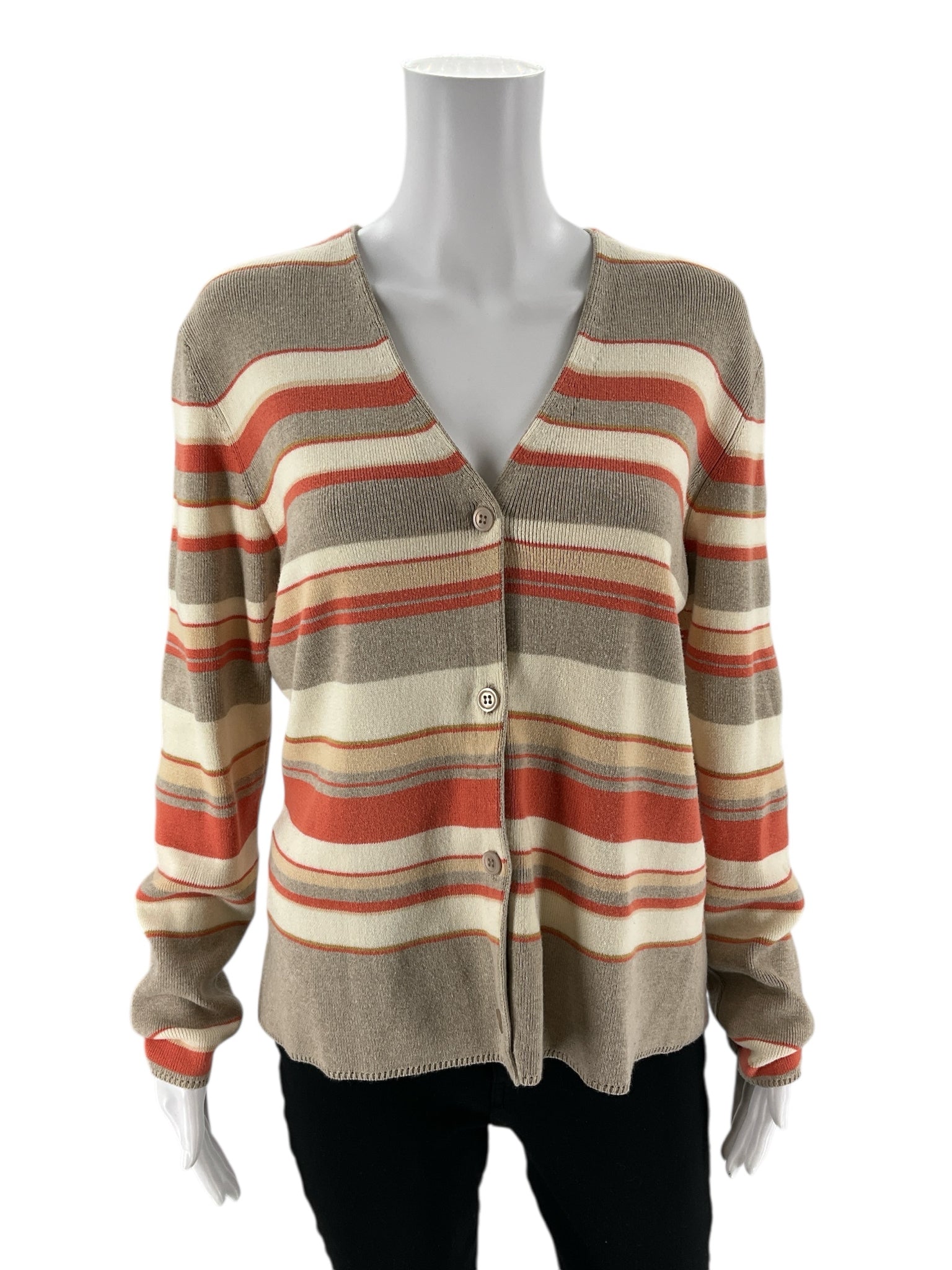 JH Collectibles - taupe/ecru/orange Stripe Pre-Owned Casual Top - Size M