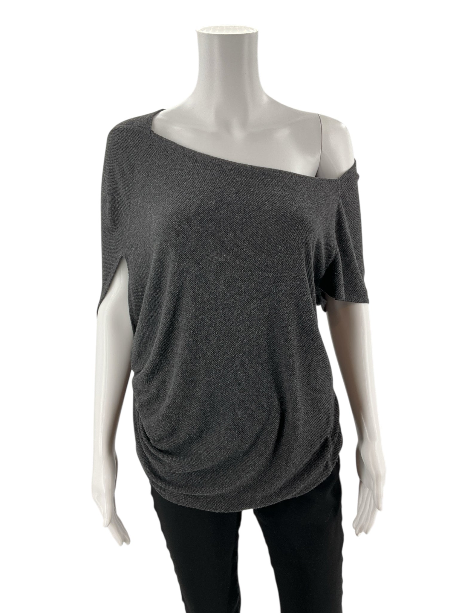 Deletta - Charcoal Solid Pre-Owned Ladies Casual Top - Size S