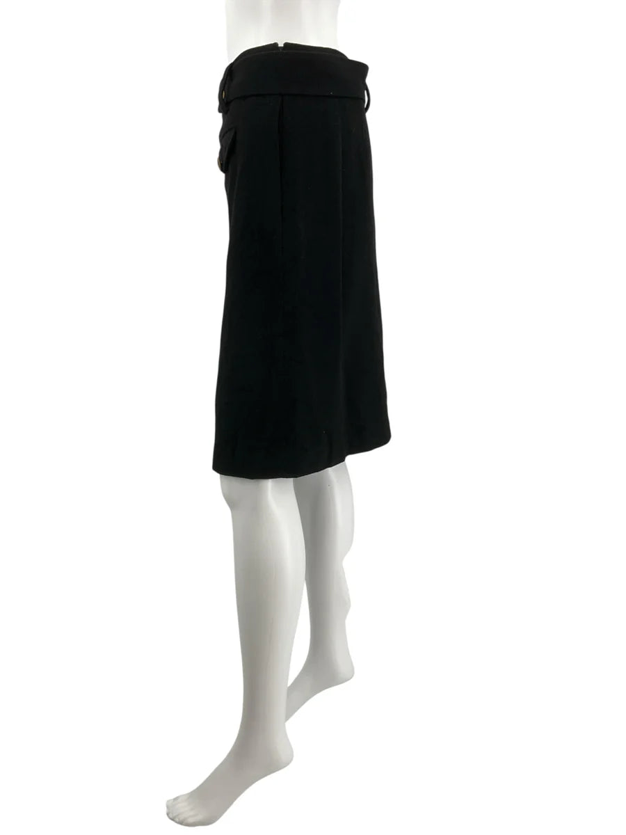 J. Crew Black Solid Wool Skirt – Size 2, Excellent Pre-Owned