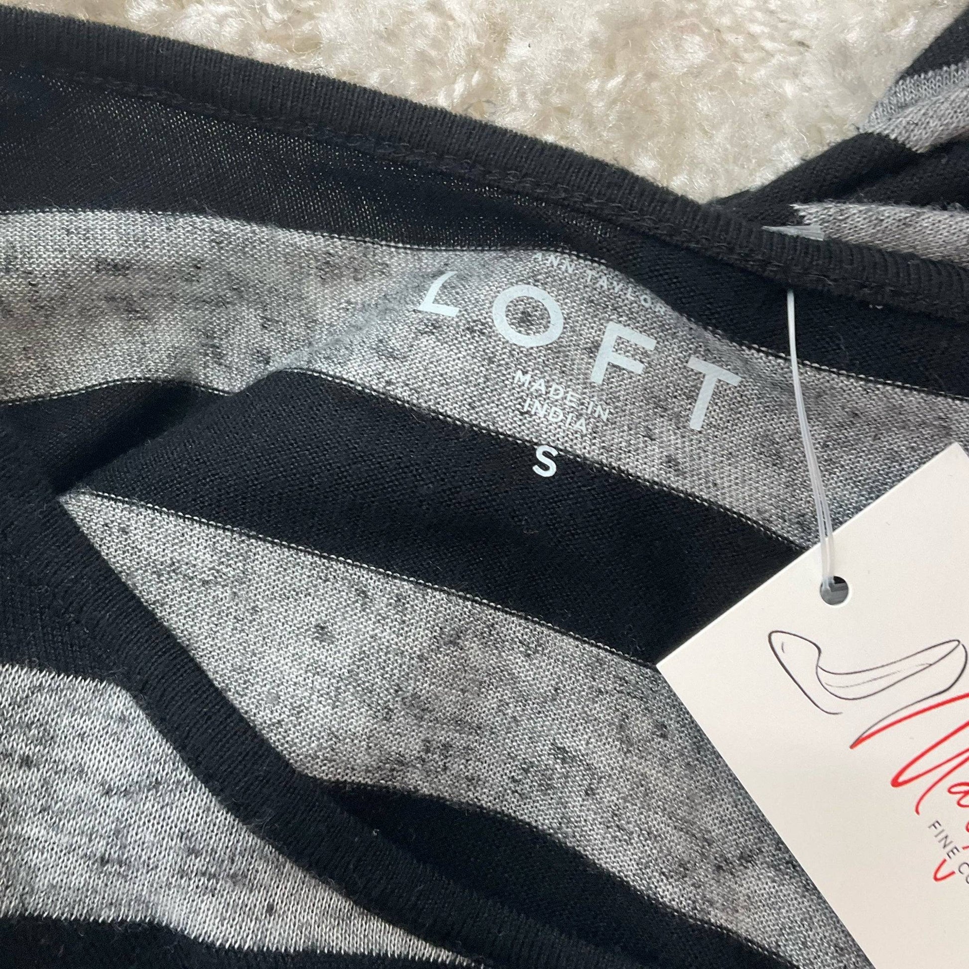 Loft Gray/Black Stripe Top - Size Small - Margaret’s Fine Consignment