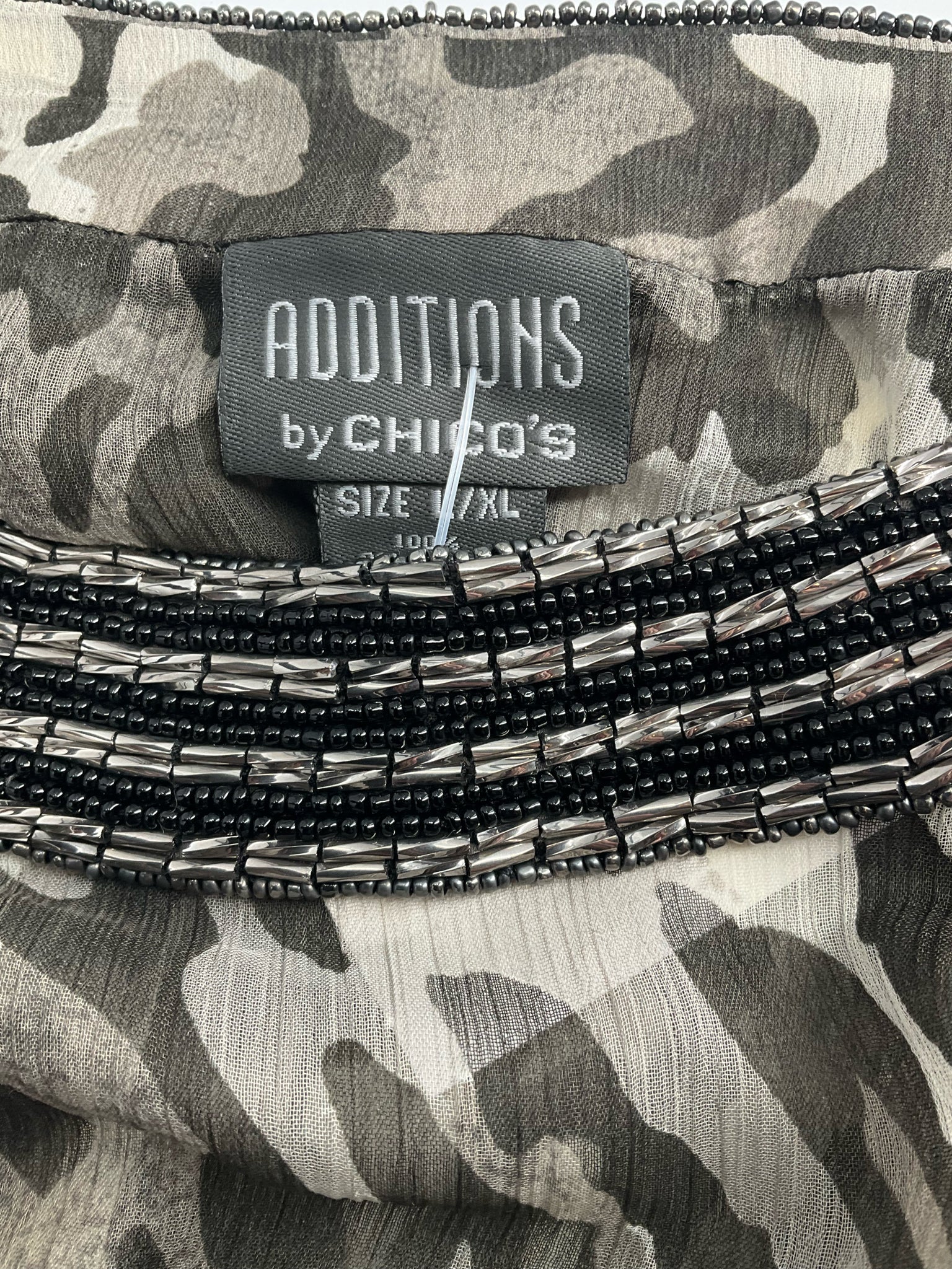 Additions by Chicos - Gray/Black Animal Ladies Casual Top - Size L/XL