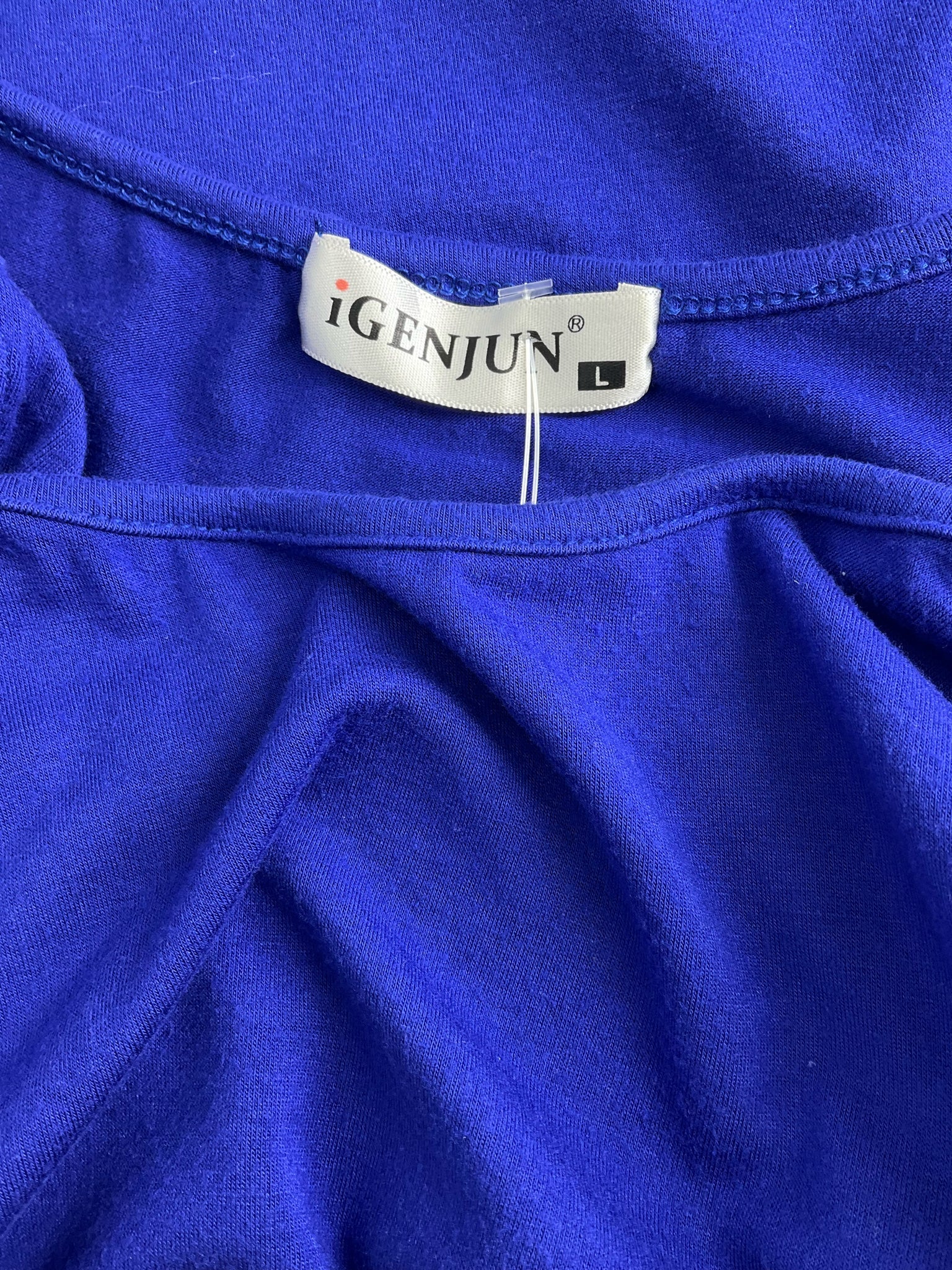 Genjun - Blue Solid Pre-Owned Ladies Casual Top - Size Large