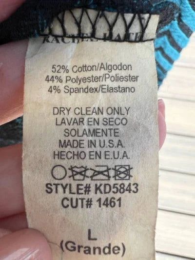 Rachel Kate Turquoise/Black Chevron Print Pre-Owned Ladies Dress - Size Large