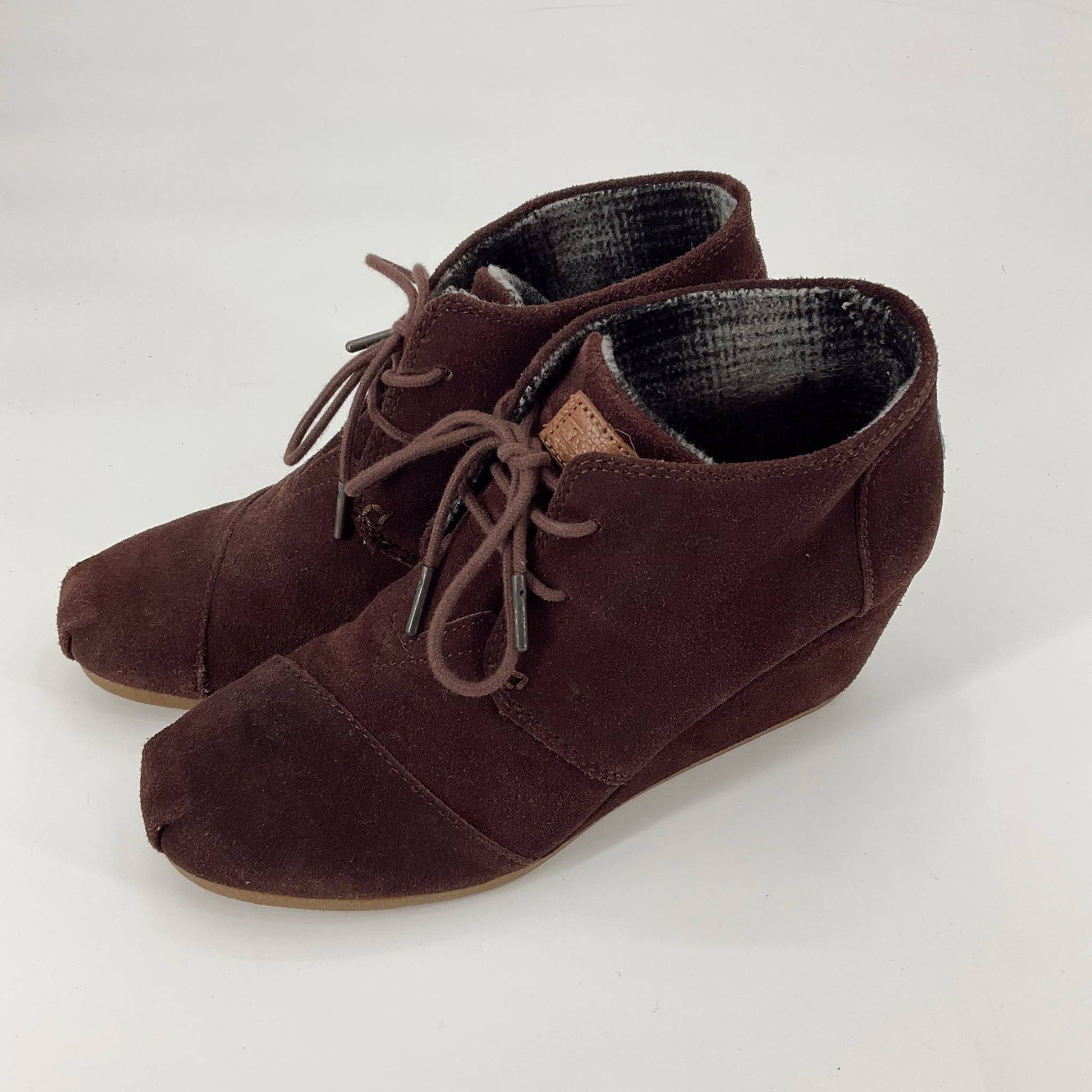 Toms Brown Suede Pre-Owned Ladies Wedge Booties - Size 9 - Margaret’s Fine Consignment